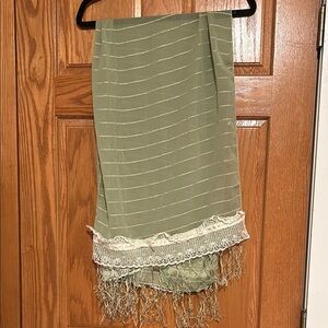 Green Fringe Skirt with Lace Trim